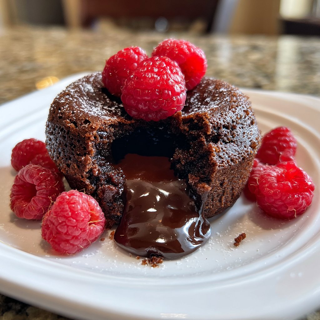 Lava Cake mit Himbeeren