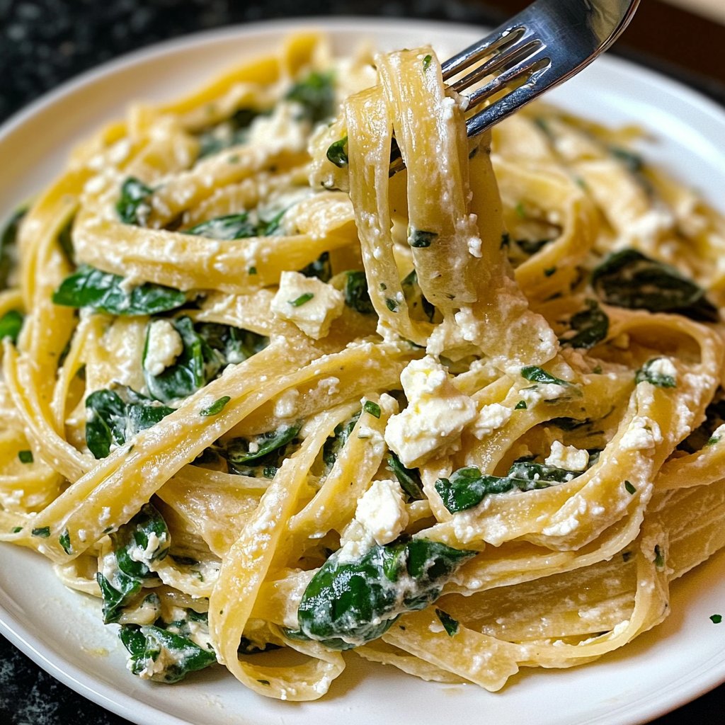 Pasta mit Spinat und Feta