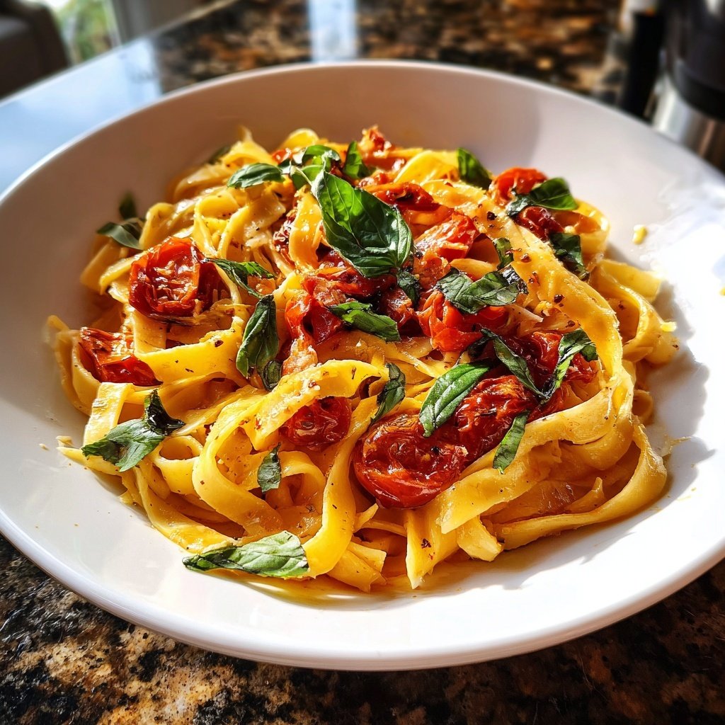 Tagliatelle mit Ofentomaten