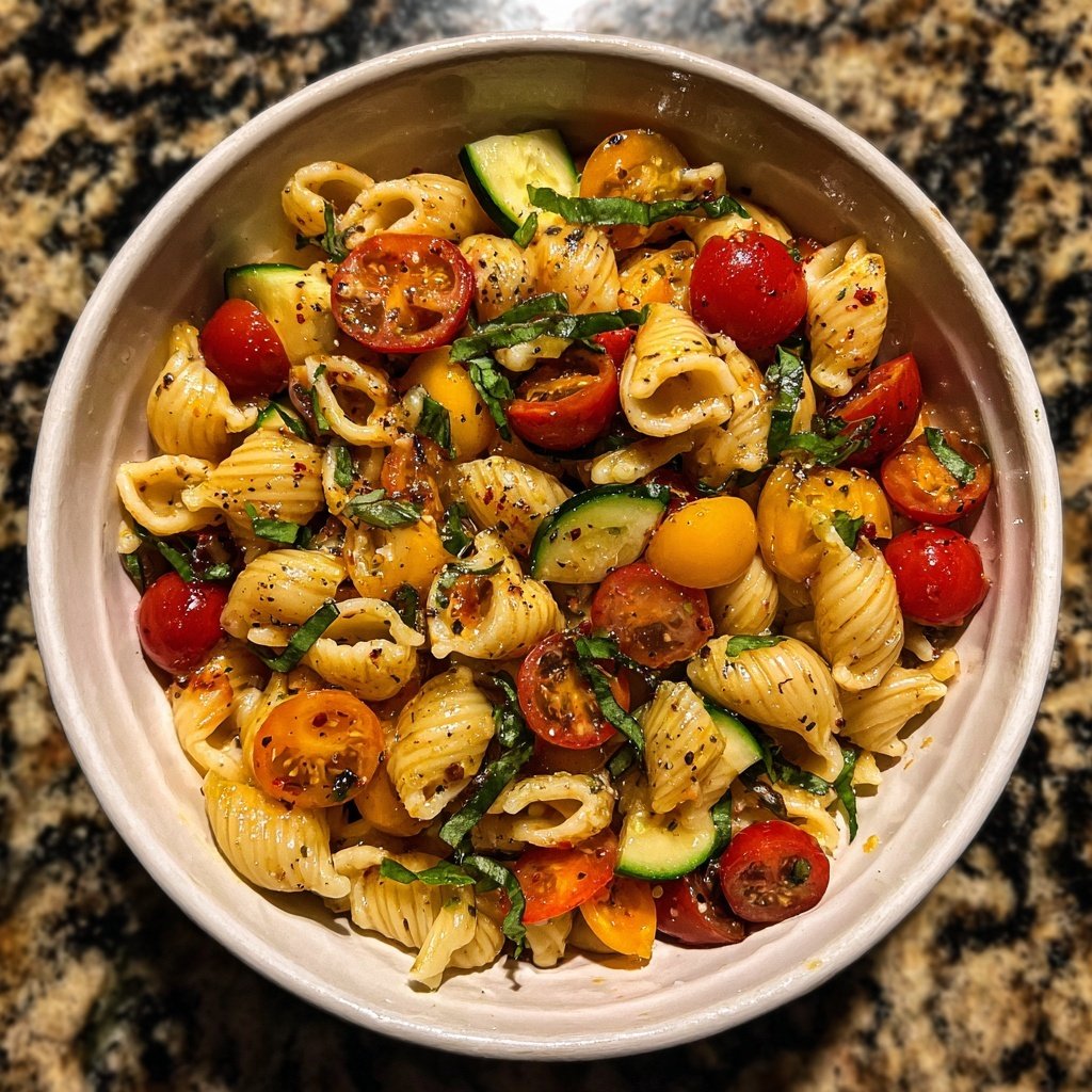 Klassischer mediterraner Nudelsalat